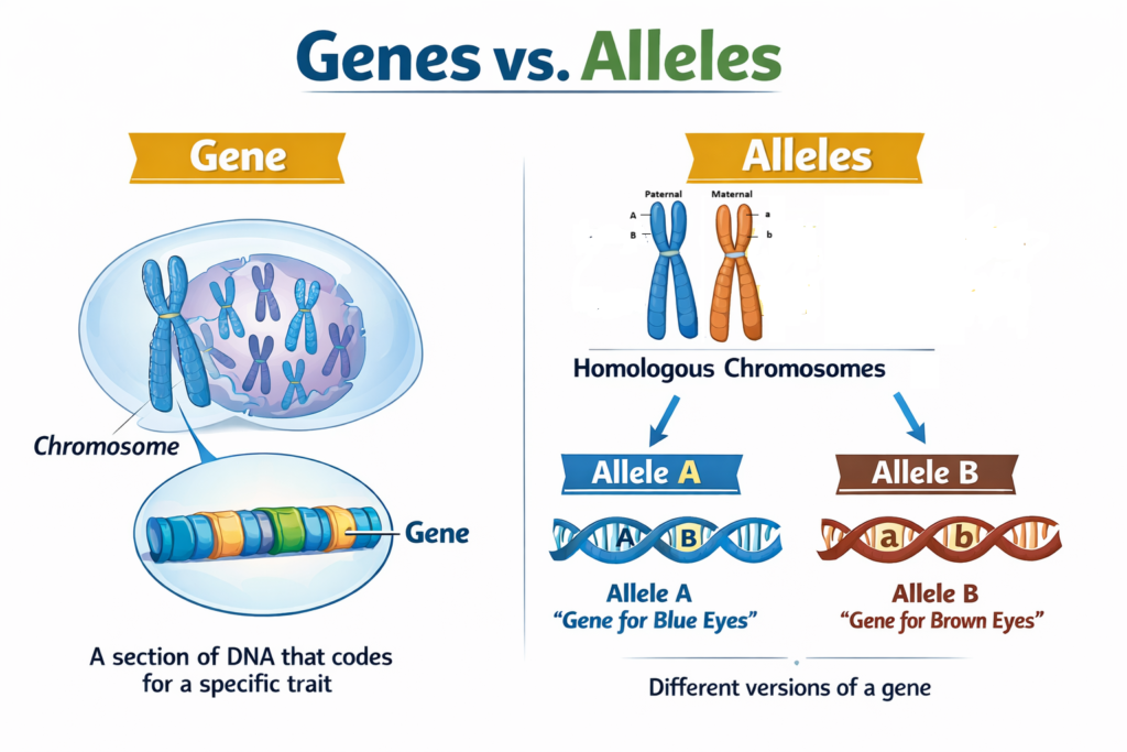 difference between genes and alleles